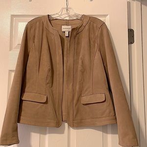CHARTER CLUB FAUX SUEDE OPEN FRONT JACKET-SIZE M